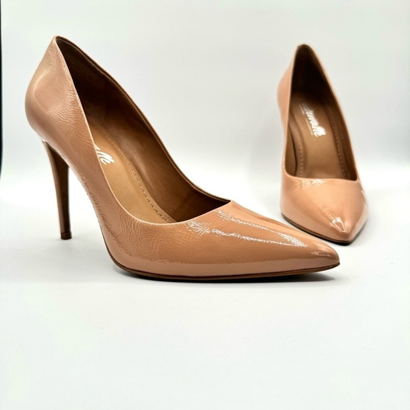 L’INTERVALLE NUDE HEELS PATENT LEATHER POINTED TOE HEELS MADE IN BRAZIL SIZE 9 - Picture 12 of 13